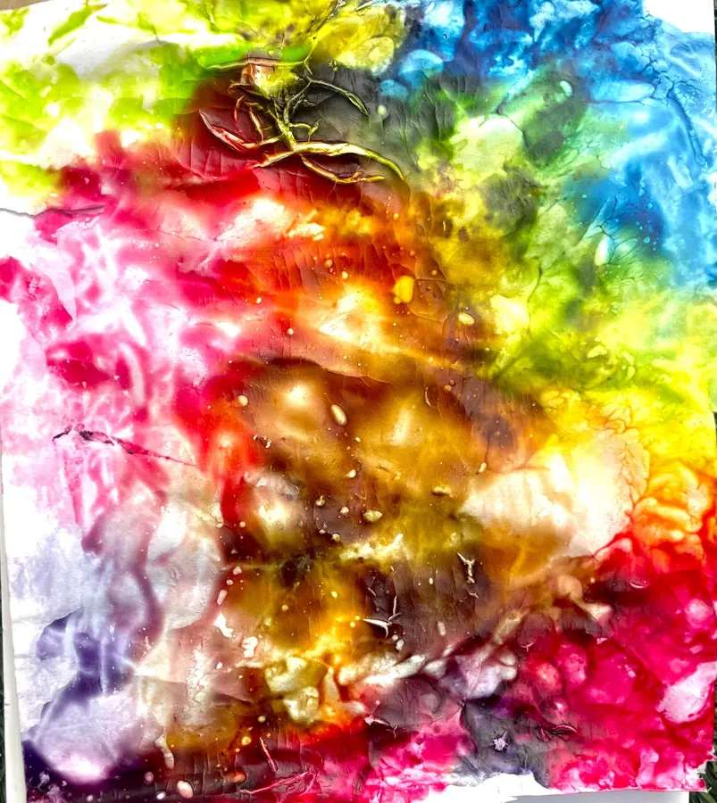Abstract piece of melted, swirling rainbow colors